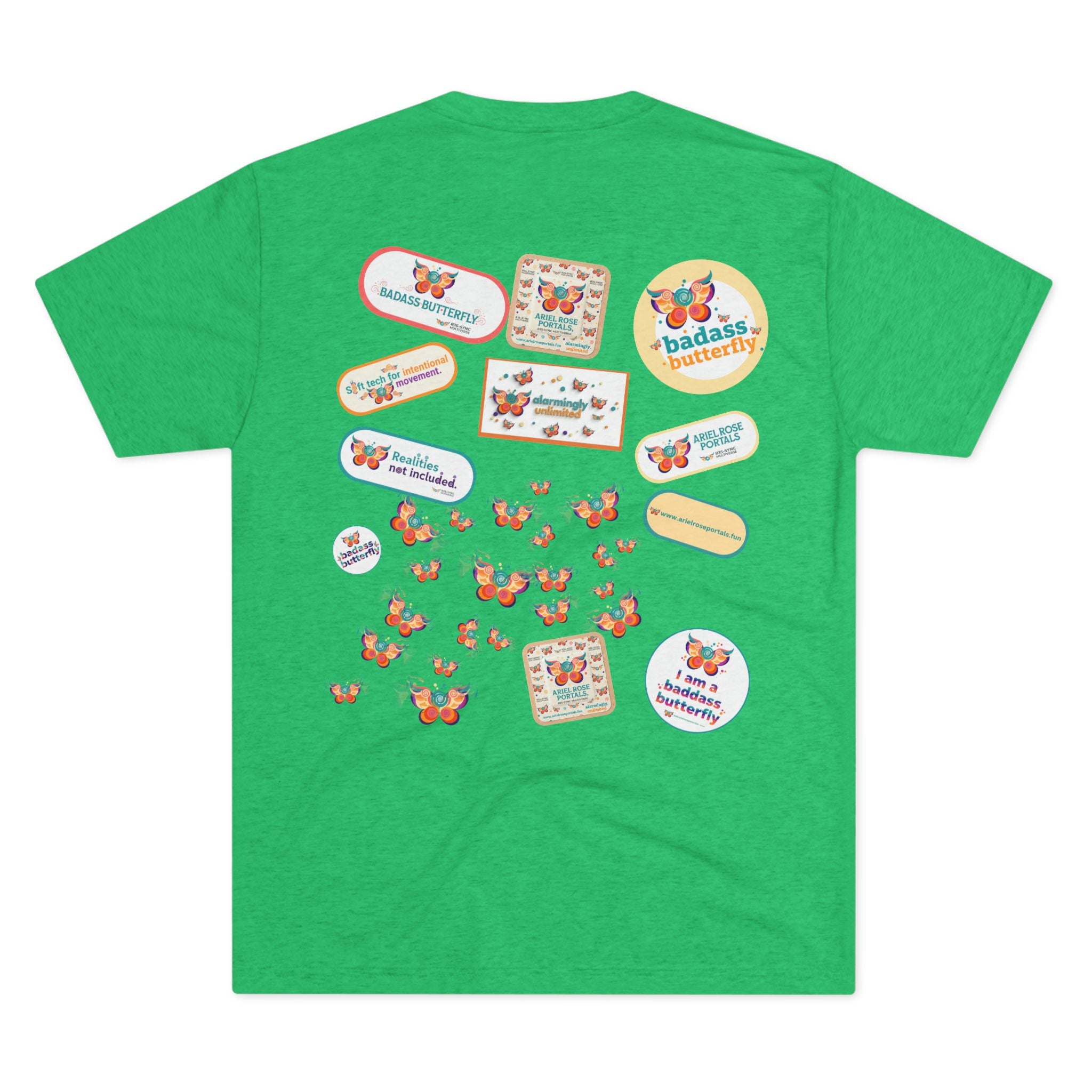 T-shirt "Badass Butterfly Vintage TriBlend Sticker" — Maglietta colorata con grafica "Empowerment"