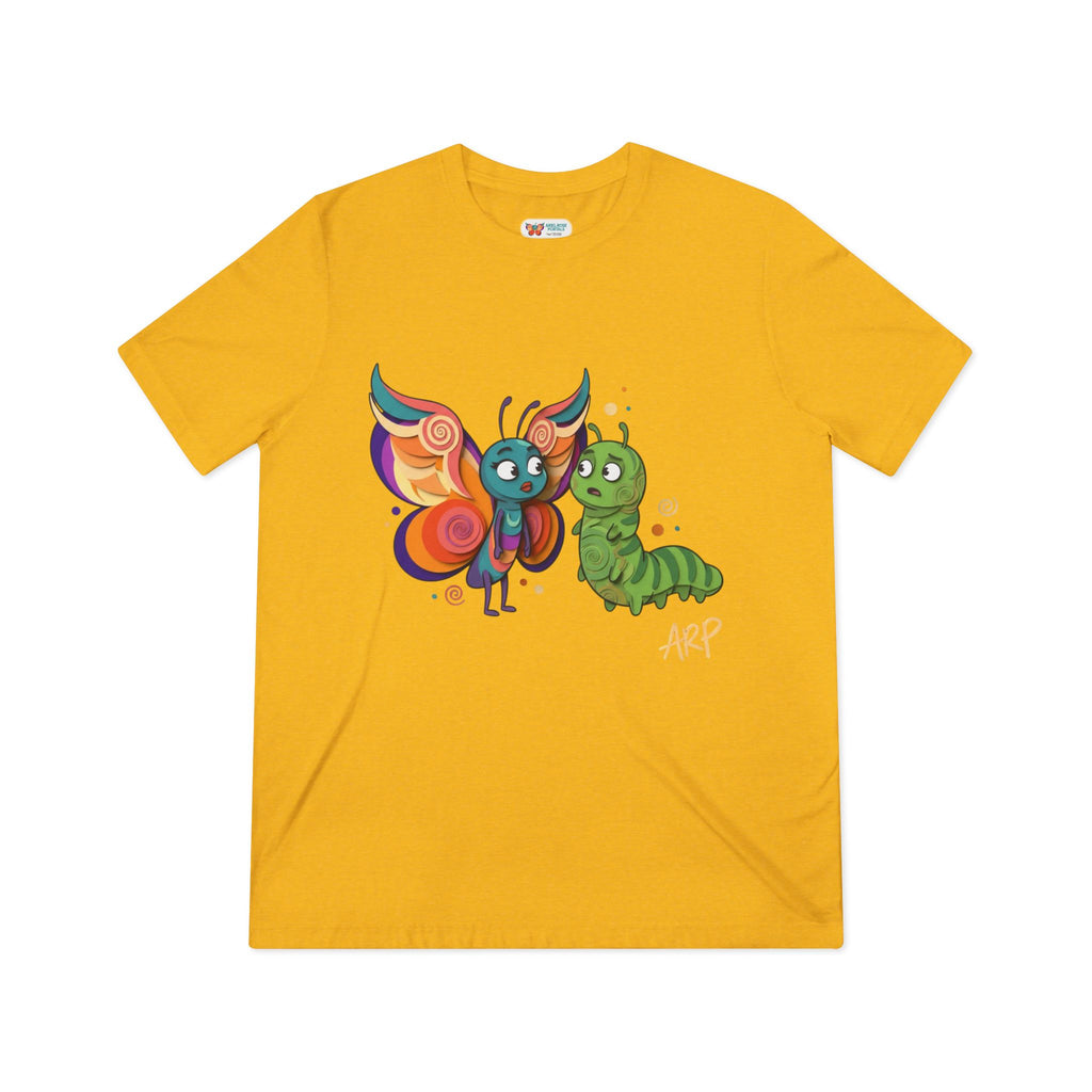 T-shirt Vintage Morbida TriBlend "Allarmantemente Illimitato Farfalla & Bruco" — Simpatica Maglietta Grafica Trasformazione