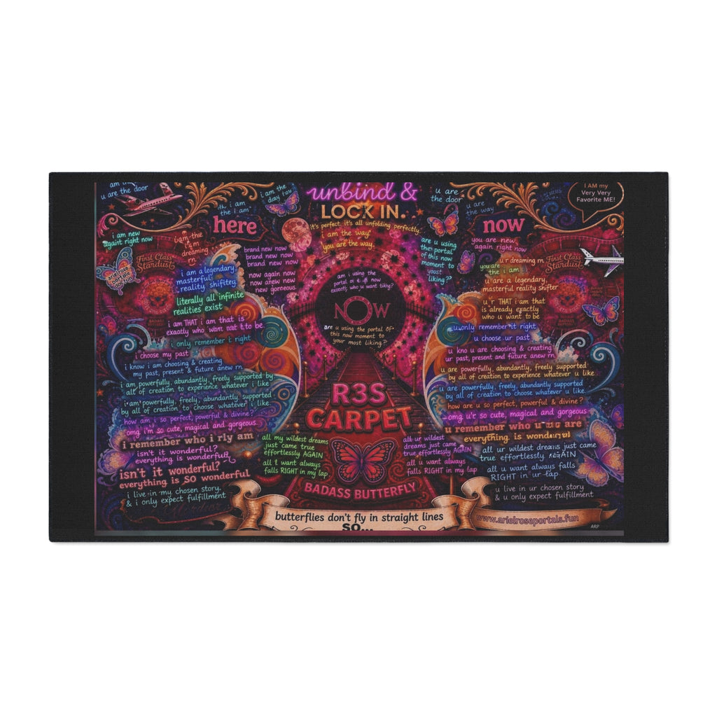 Heavy-Duty Floor Mat — Colorful Inspirational Butterfly Quote Rug