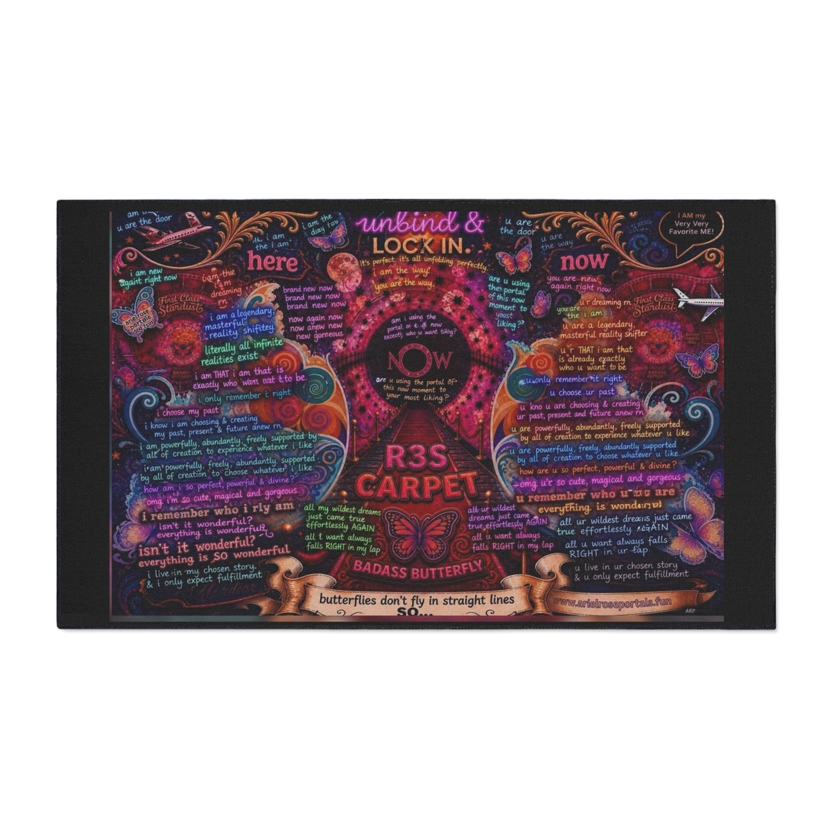 Heavy-Duty Floor Mat — Colorful Inspirational Butterfly Quote Rug