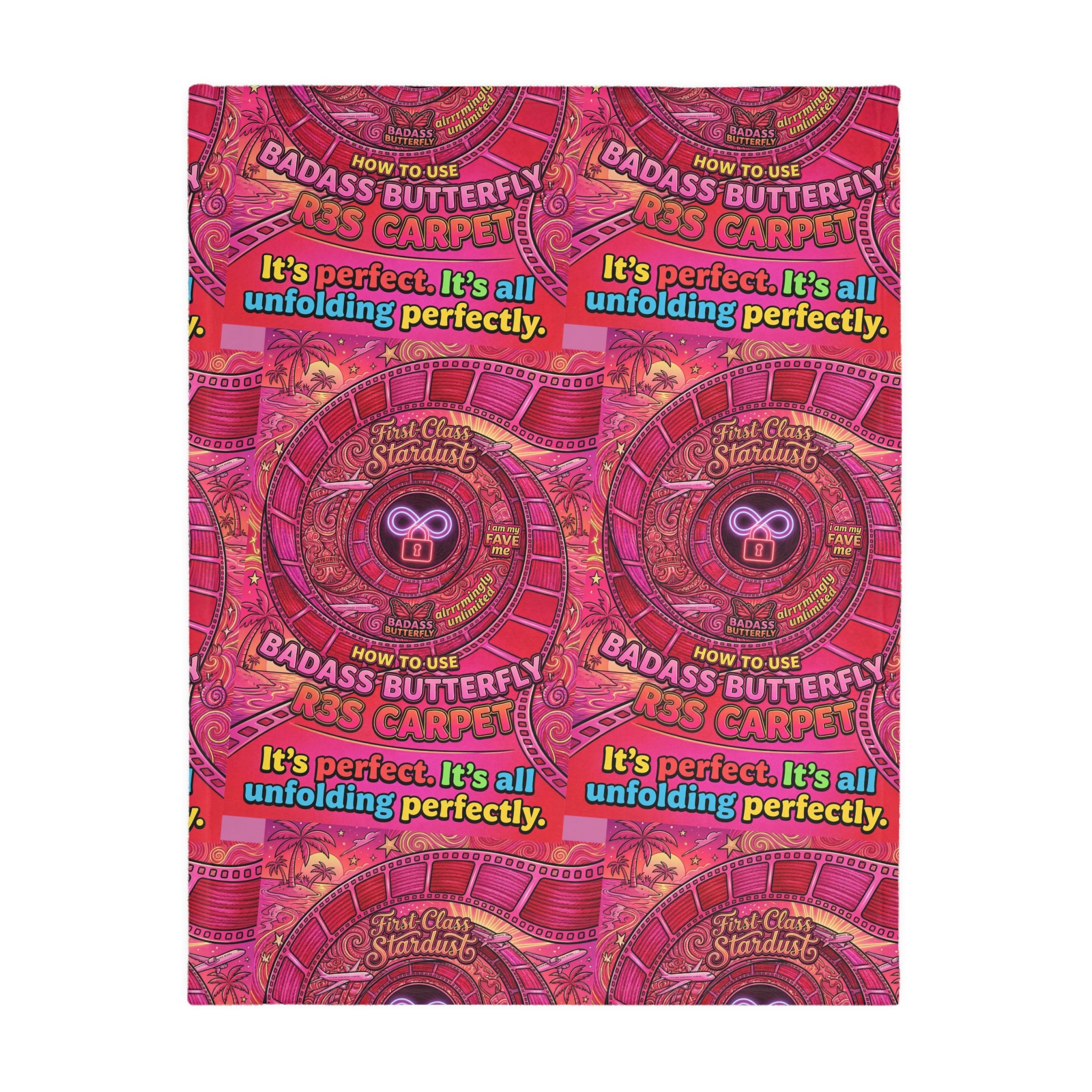 Velveteen Microfiber 2-Sided Vibrant Butterfly & Retro Throw
