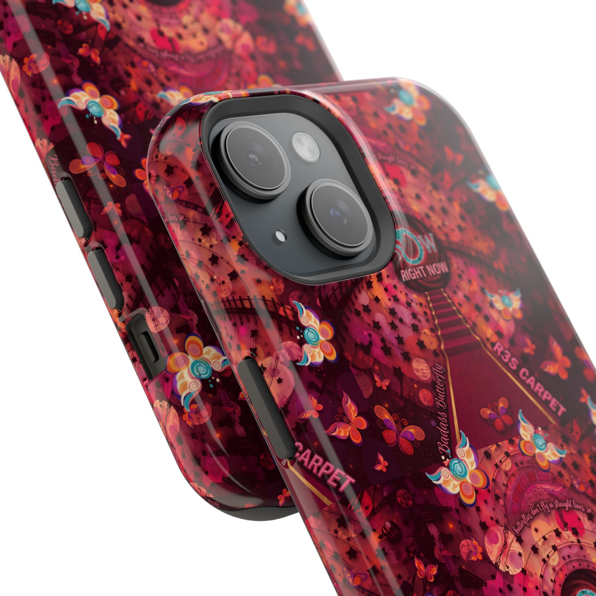 R3S-Carpet Worthy Magnetic Impact-Resistant Phone Case – Butterfly Kaleidoscope Now First-Class Stardust Collection