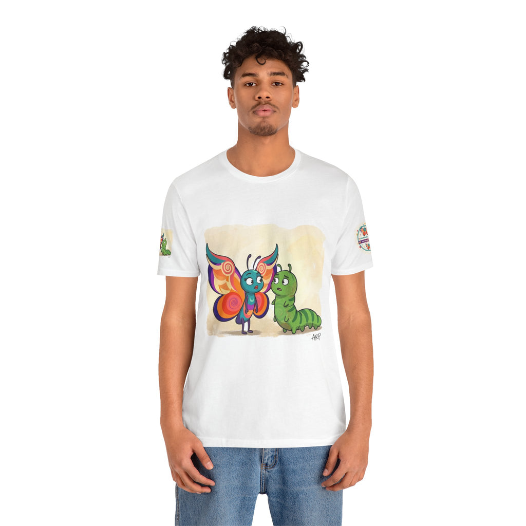 Alarmingly Unlimited Butterfly Tee — Playful Caterpillar & Butterfly Cartoon T-Shirt