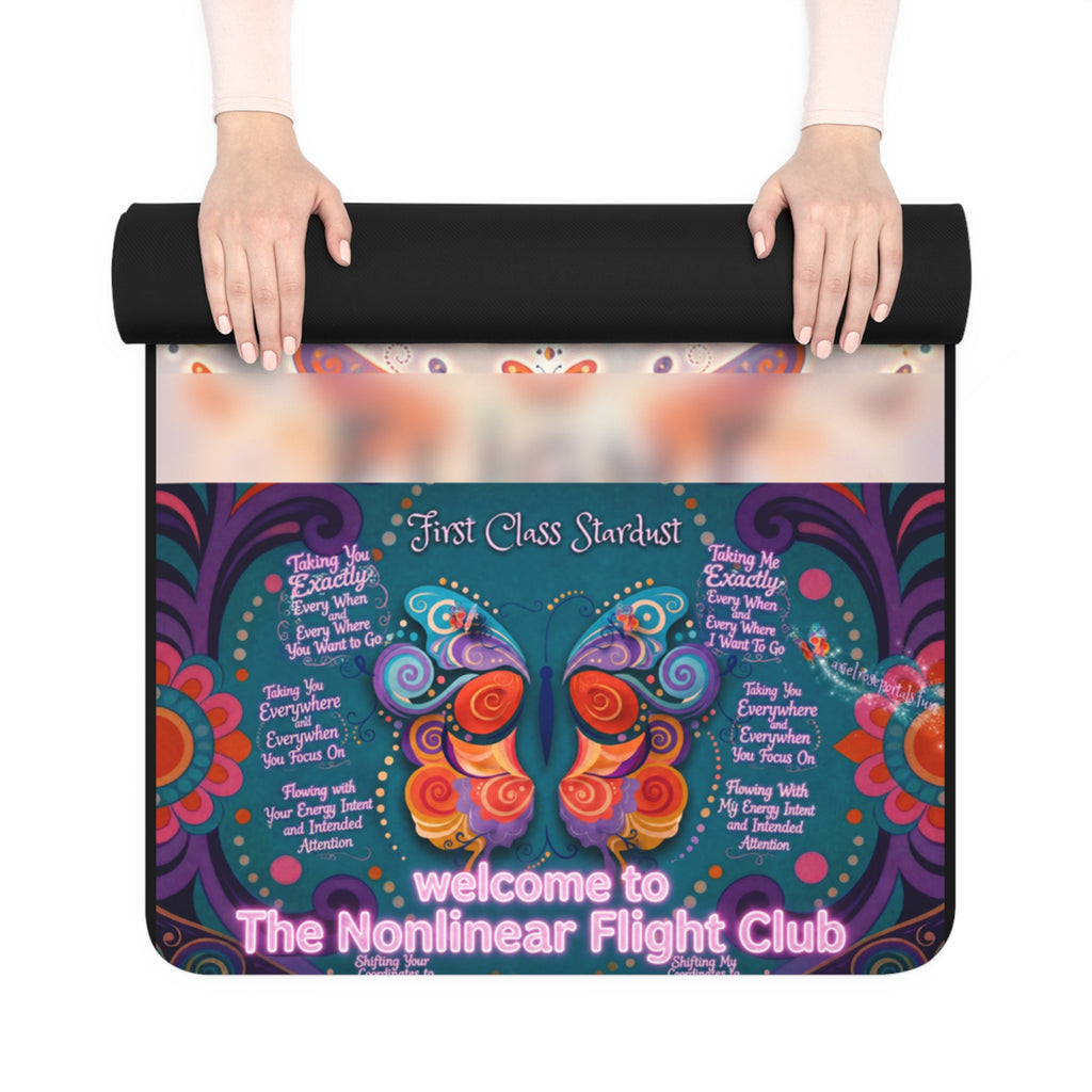 Nonlinear Flight Club Soft Rubber Yoga Mat – Psychedelic Butterfly Mandala Design