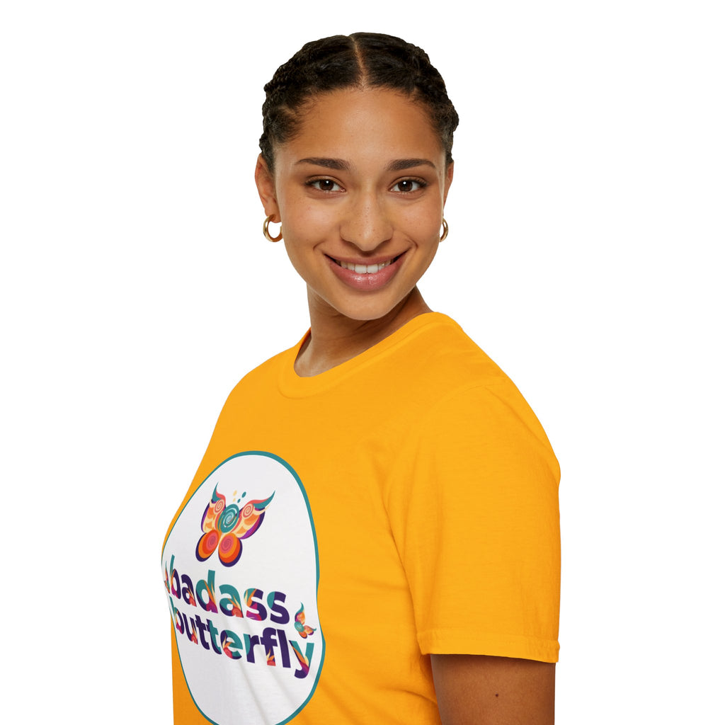 Maglietta "Badass Butterfly Sticker" — Ariel Rose Portals Variant in Stile Sticker