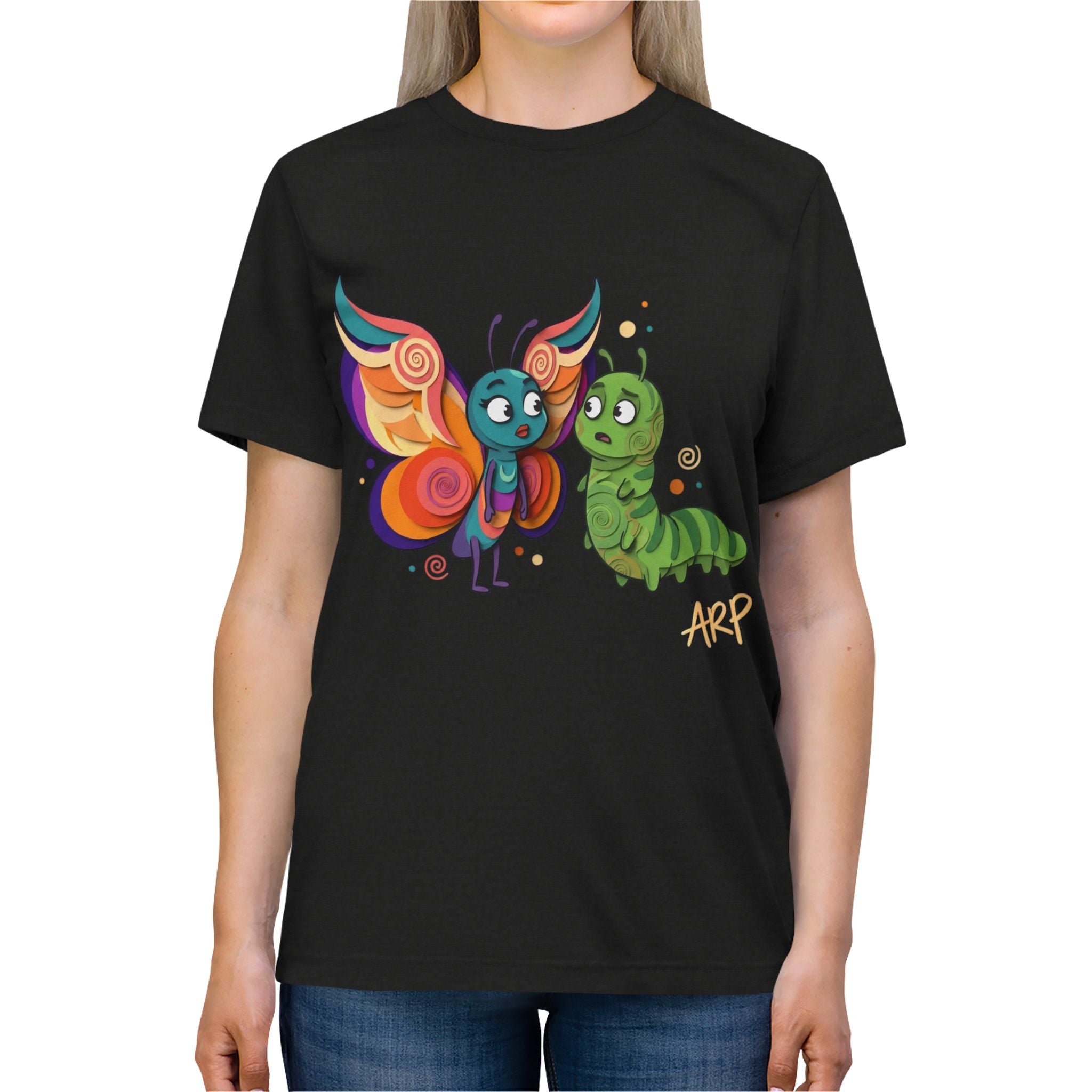 T-shirt Vintage Morbida TriBlend "Allarmantemente Illimitato Farfalla & Bruco" — Simpatica Maglietta Grafica Trasformazione