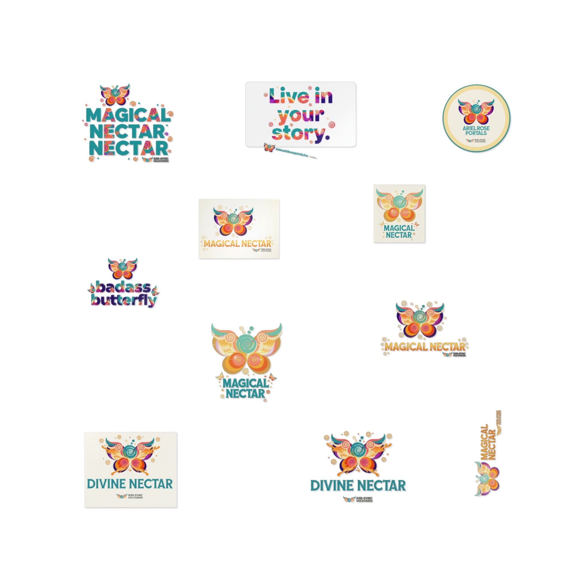 Divine Nectar Butterfly Sticker Pack — Adesivi permanenti fustellati DTF decorativi impermeabili per esterni (Live in Your Story)
