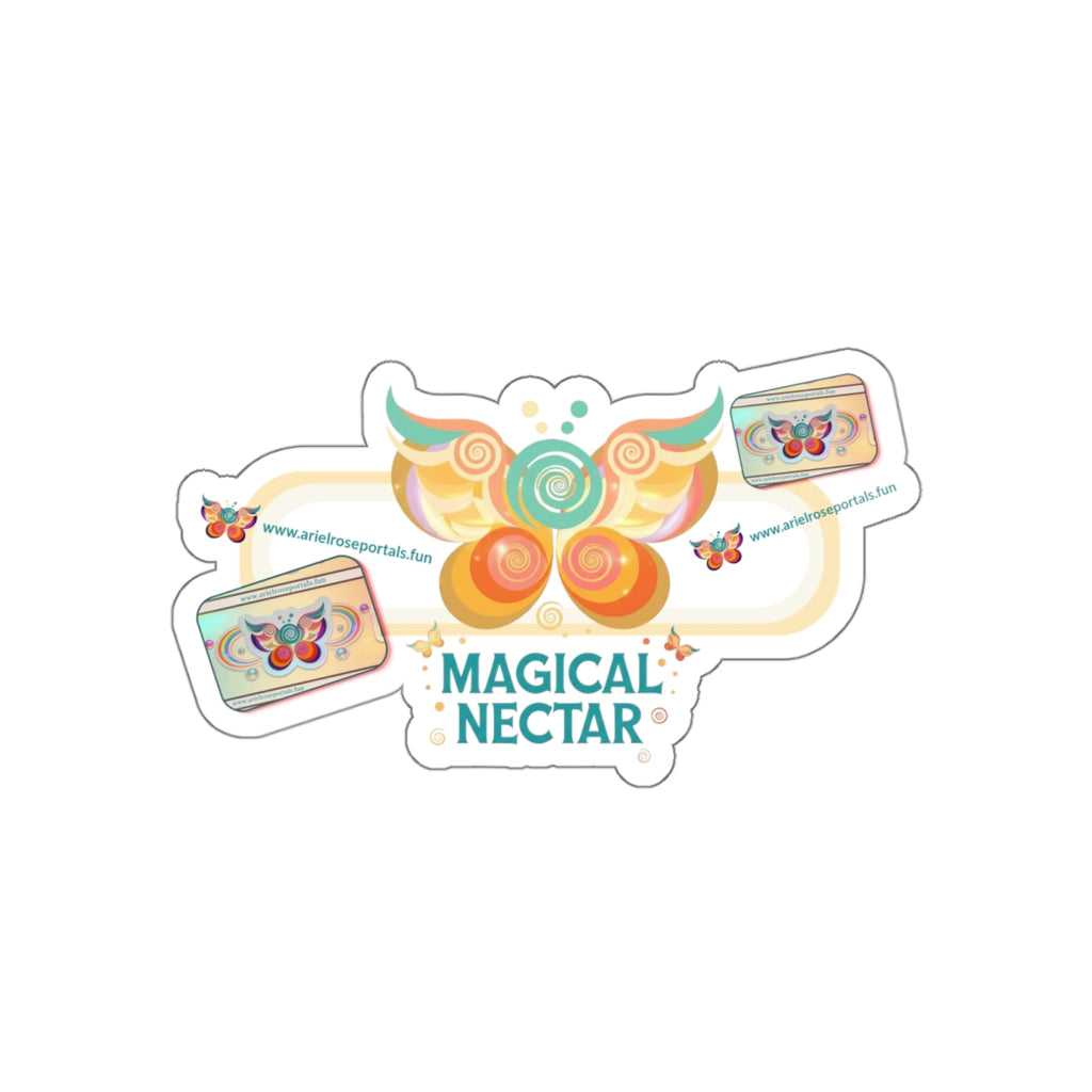 Magical Nectar Die-Cut Sticker — Colorful Butterfly & Honeycomb Design