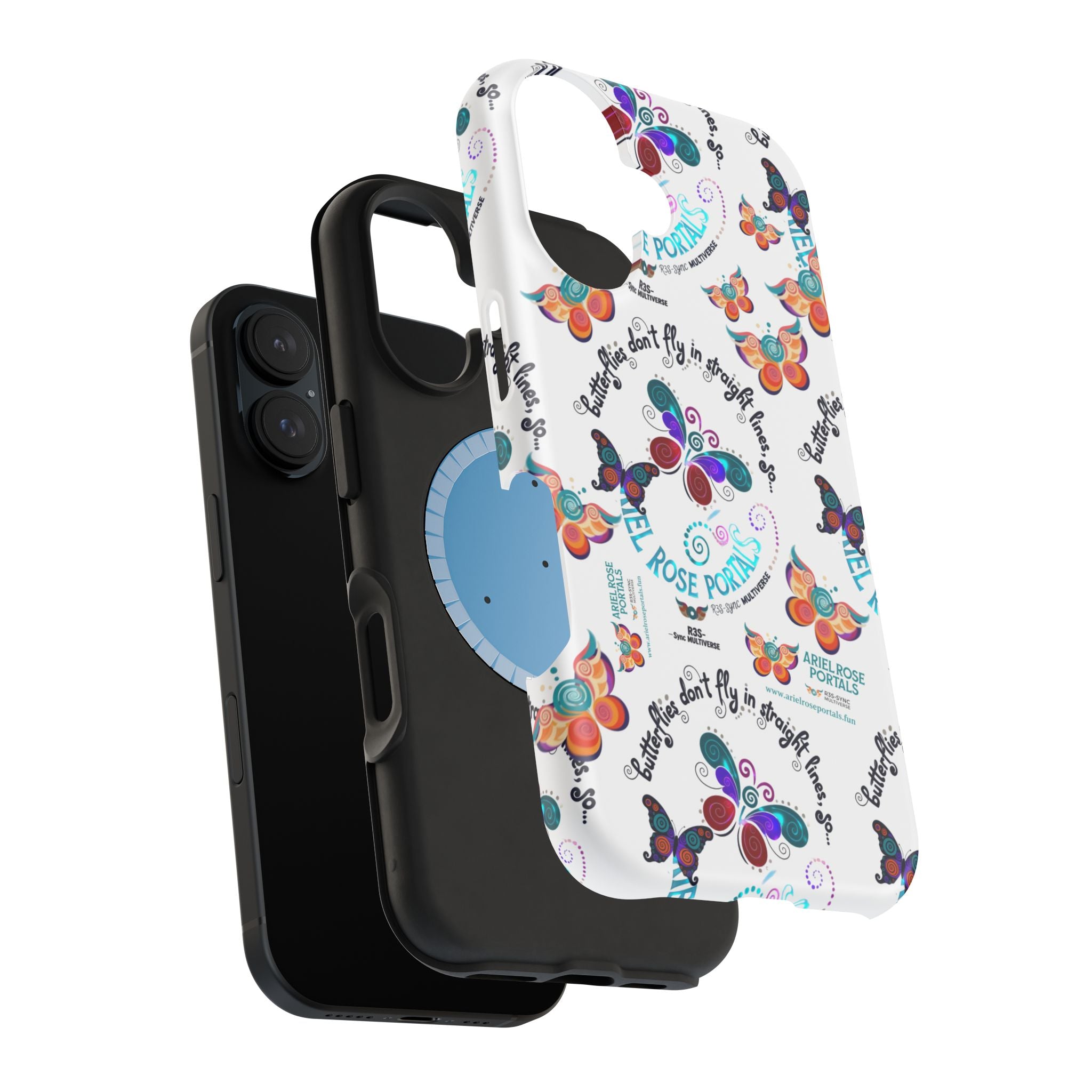 Butterfly Pattern Magnetic Phone Case — "How Butterflies Fly" Ariel Rose Portals Design