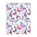 Two-Sided Velveteen R3S-Carpet Flight Path Cloak — Whimsical Butterflies & Bold Pink Collage