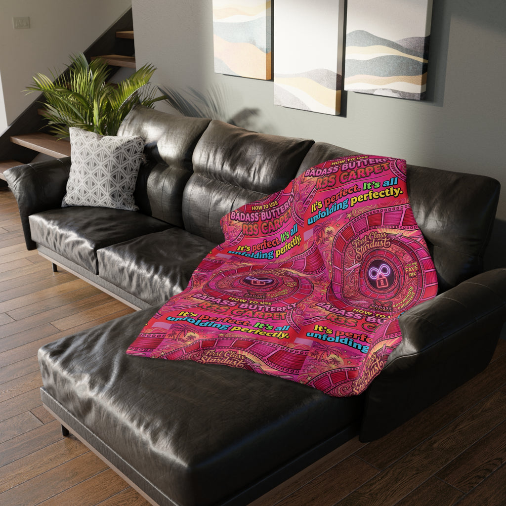 Velveteen Microfiber 2-Sided Vibrant Butterfly & Retro Throw