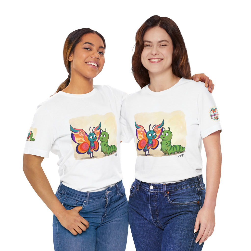 Alarmingly Unlimited Butterfly Tee — Playful Caterpillar & Butterfly Cartoon T-Shirt