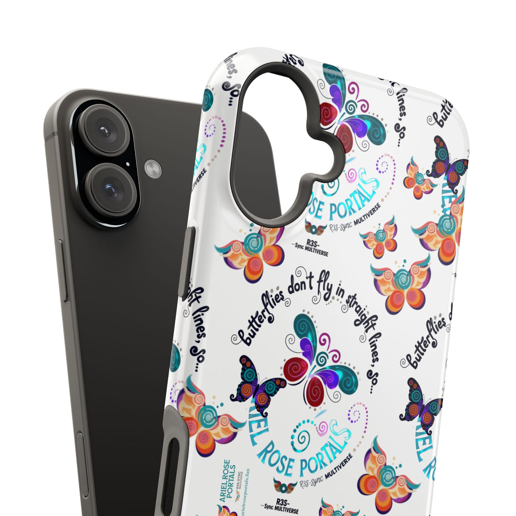Butterfly Pattern Magnetic Phone Case — "How Butterflies Fly" Ariel Rose Portals Design