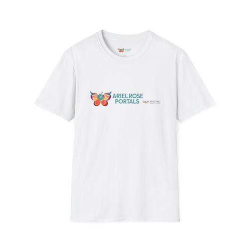 Ariel Rose Portals butterfly classic logo T-Shirt | website URL back