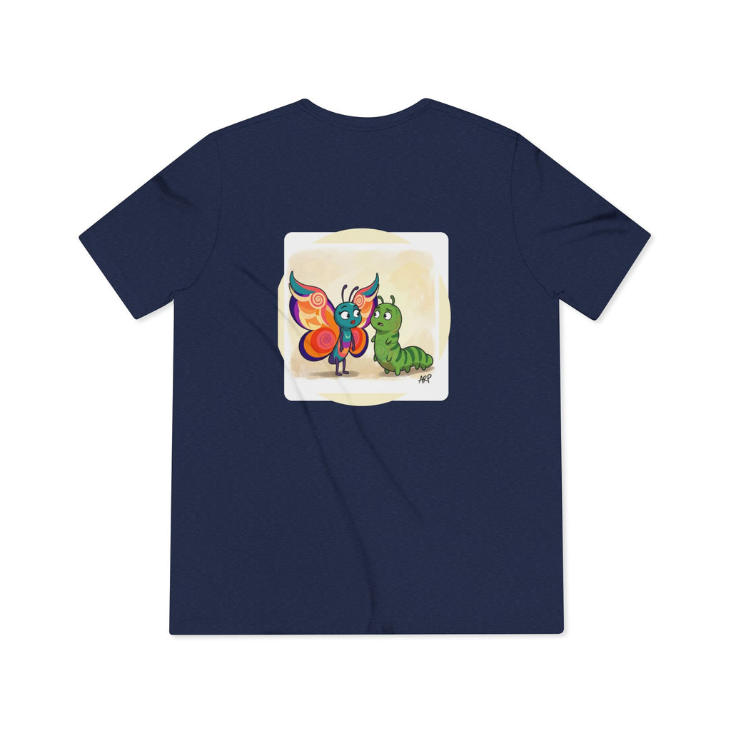 Colorful Butterfly and Caterpillar T-Shirt | whimsical Ariel Rose Parker art, 'Alarmingly Unlimited' text