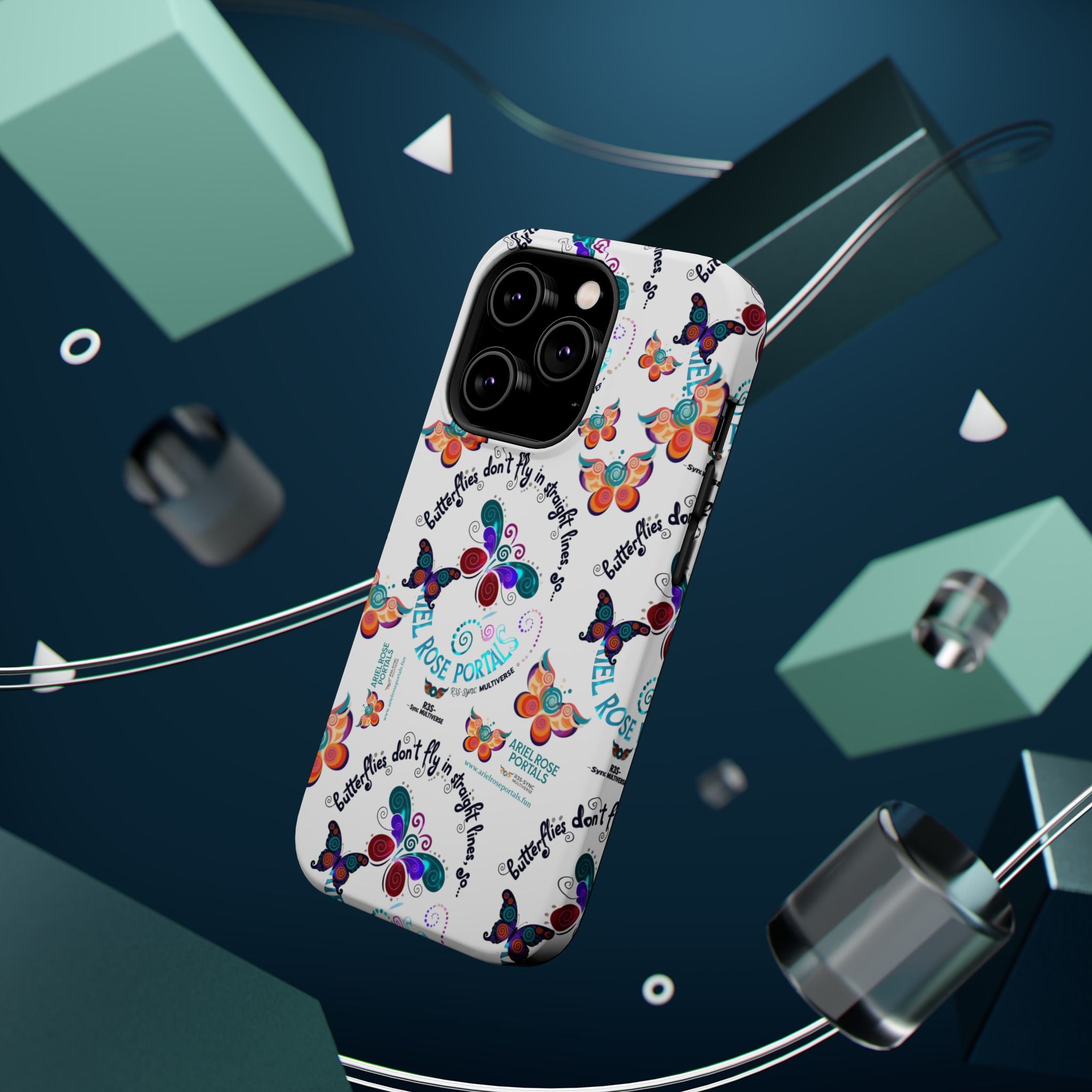 Butterfly Pattern Magnetic Phone Case — "How Butterflies Fly" Ariel Rose Portals Design