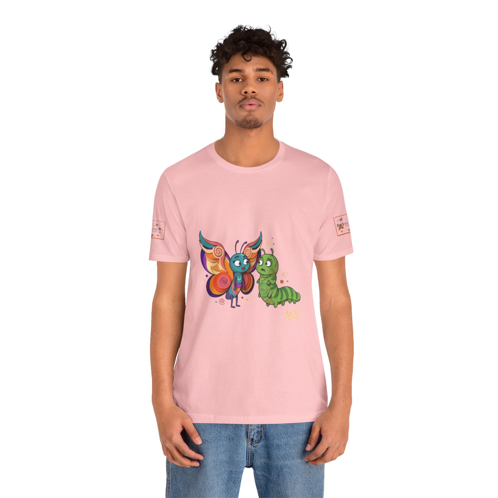 Allarmante T-Shirt Unlimited Tee Flip Variant — Maglietta Grafica Stravagante Farfalla e Bruco