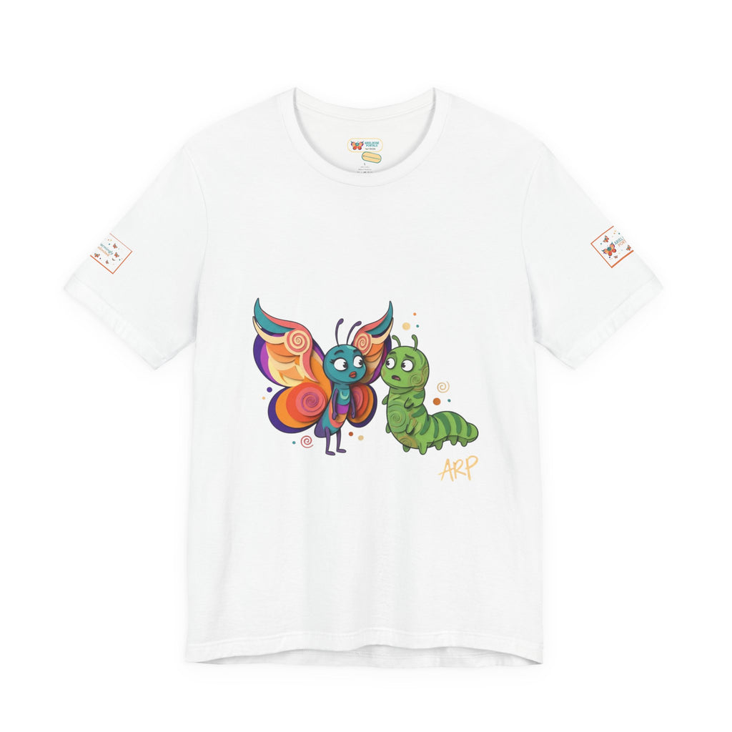 Allarmante T-Shirt Unlimited Tee Flip Variant — Maglietta Grafica Stravagante Farfalla e Bruco
