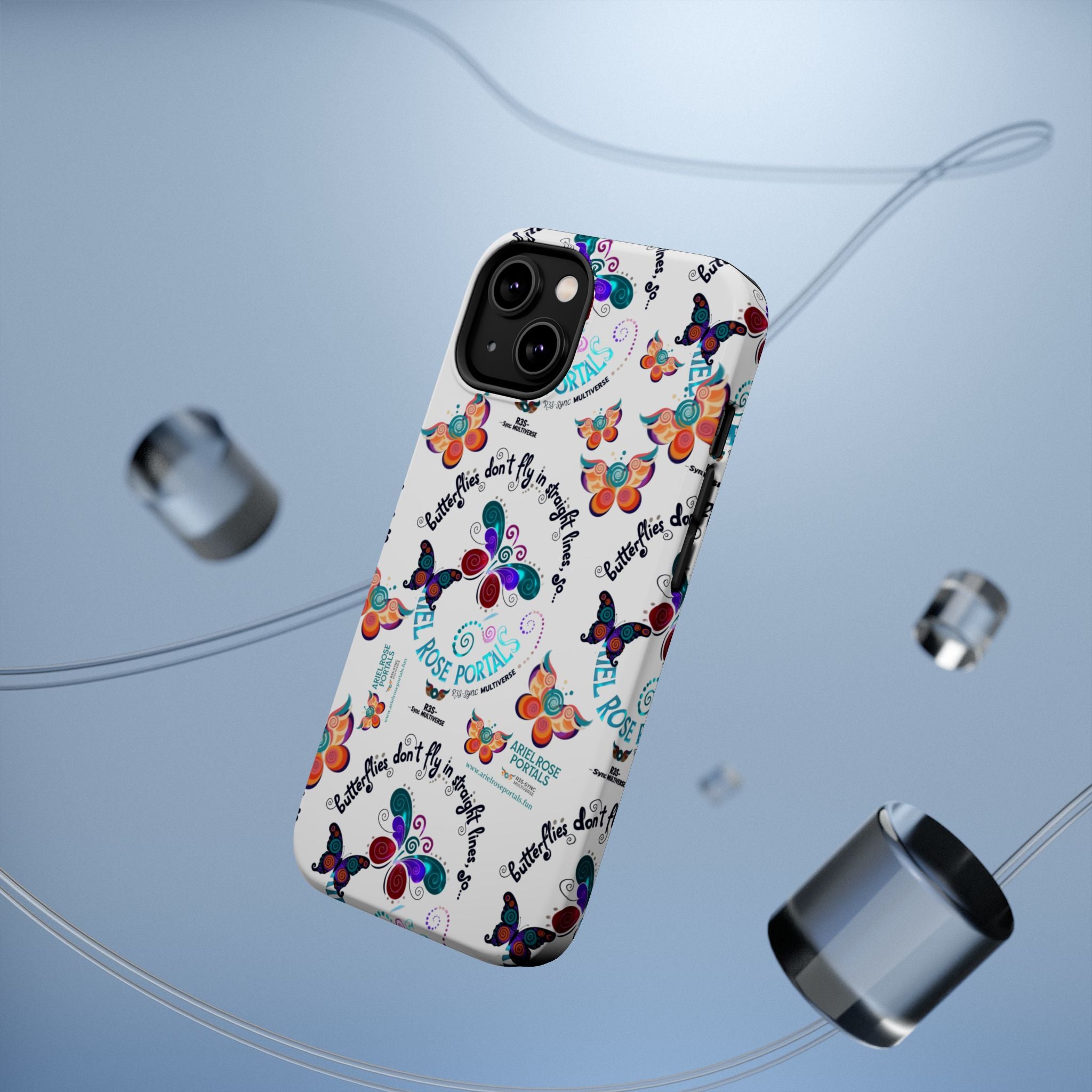 Butterfly Pattern Magnetic Phone Case — "How Butterflies Fly" Ariel Rose Portals Design