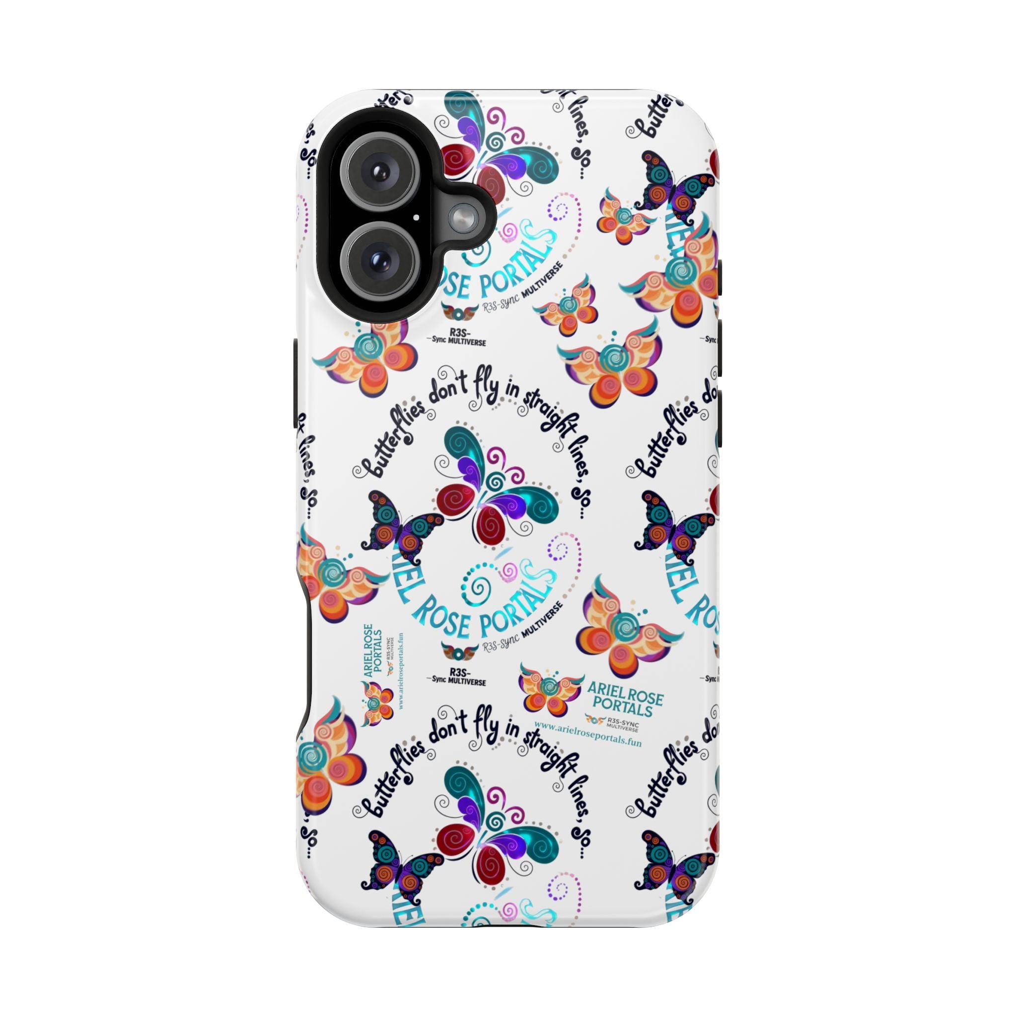 Butterfly Pattern Magnetic Phone Case — "How Butterflies Fly" Ariel Rose Portals Design