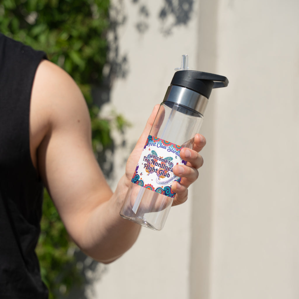20oz Tritan Sport Bottle — 'Welcome to The Nonlinear Flight Club' Colorful Retro Variant