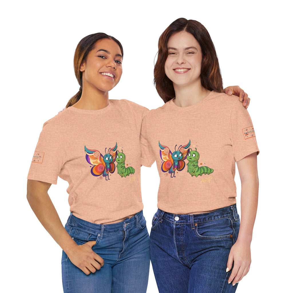 Allarmante T-Shirt Unlimited Tee Flip Variant — Maglietta Grafica Stravagante Farfalla e Bruco