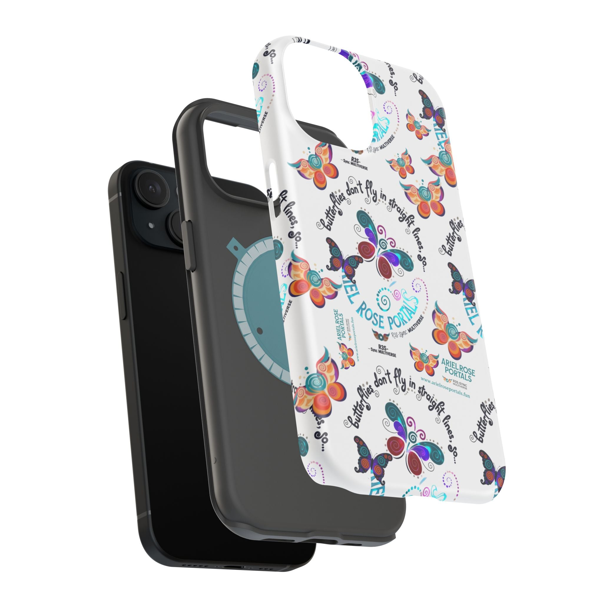 Butterfly Pattern Magnetic Phone Case — "How Butterflies Fly" Ariel Rose Portals Design