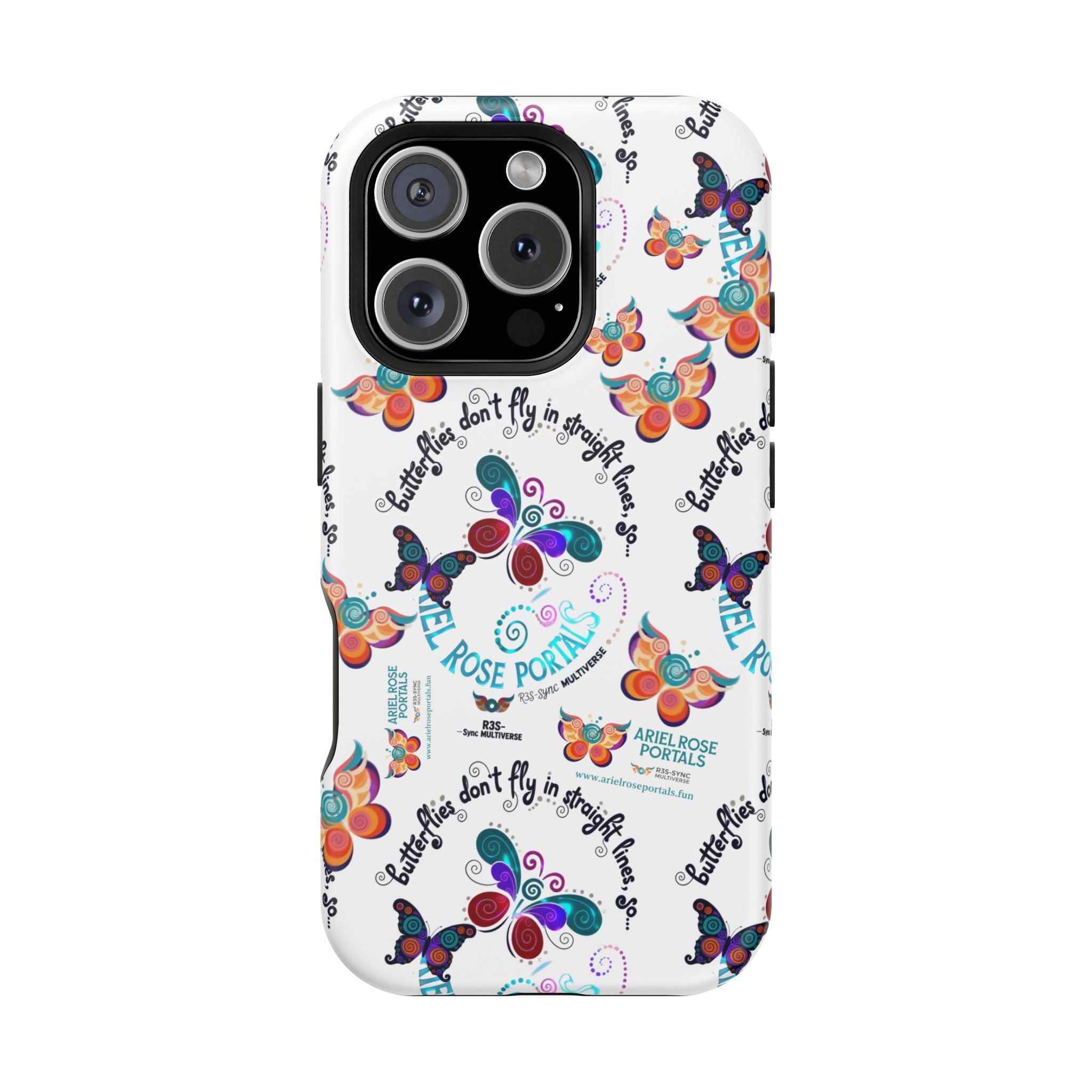 Butterfly Pattern Magnetic Phone Case — "How Butterflies Fly" Ariel Rose Portals Design