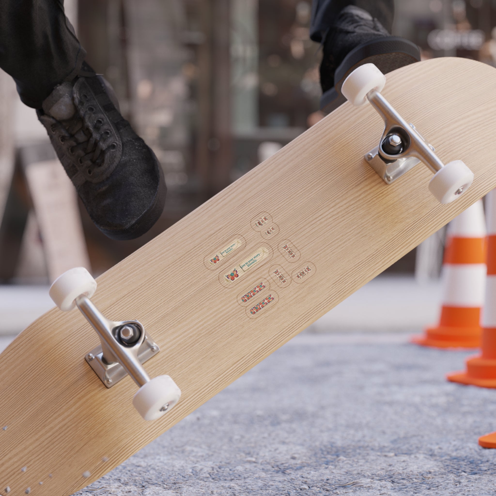 Sticker — "Live in your story — literally." Die-Cut Transparent Outdoor Bandaid Stickers