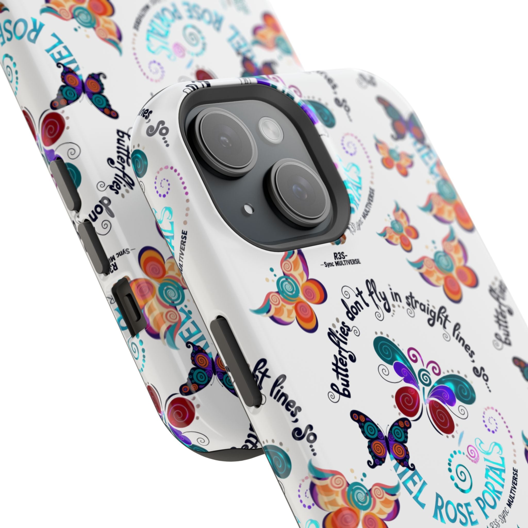 Butterfly Pattern Magnetic Phone Case — "How Butterflies Fly" Ariel Rose Portals Design