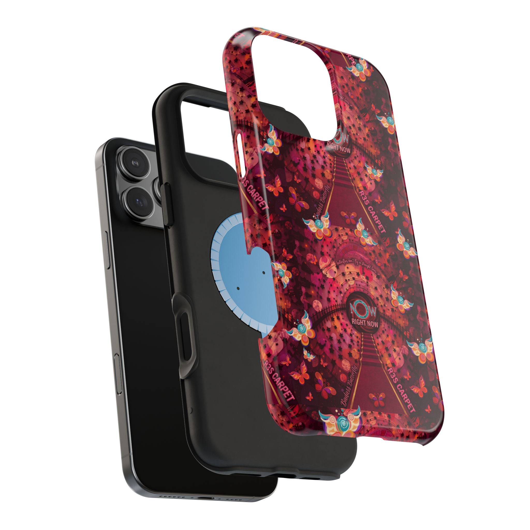 R3S-Carpet Worthy Magnetic Impact-Resistant Phone Case – Butterfly Kaleidoscope Now First-Class Stardust Collection