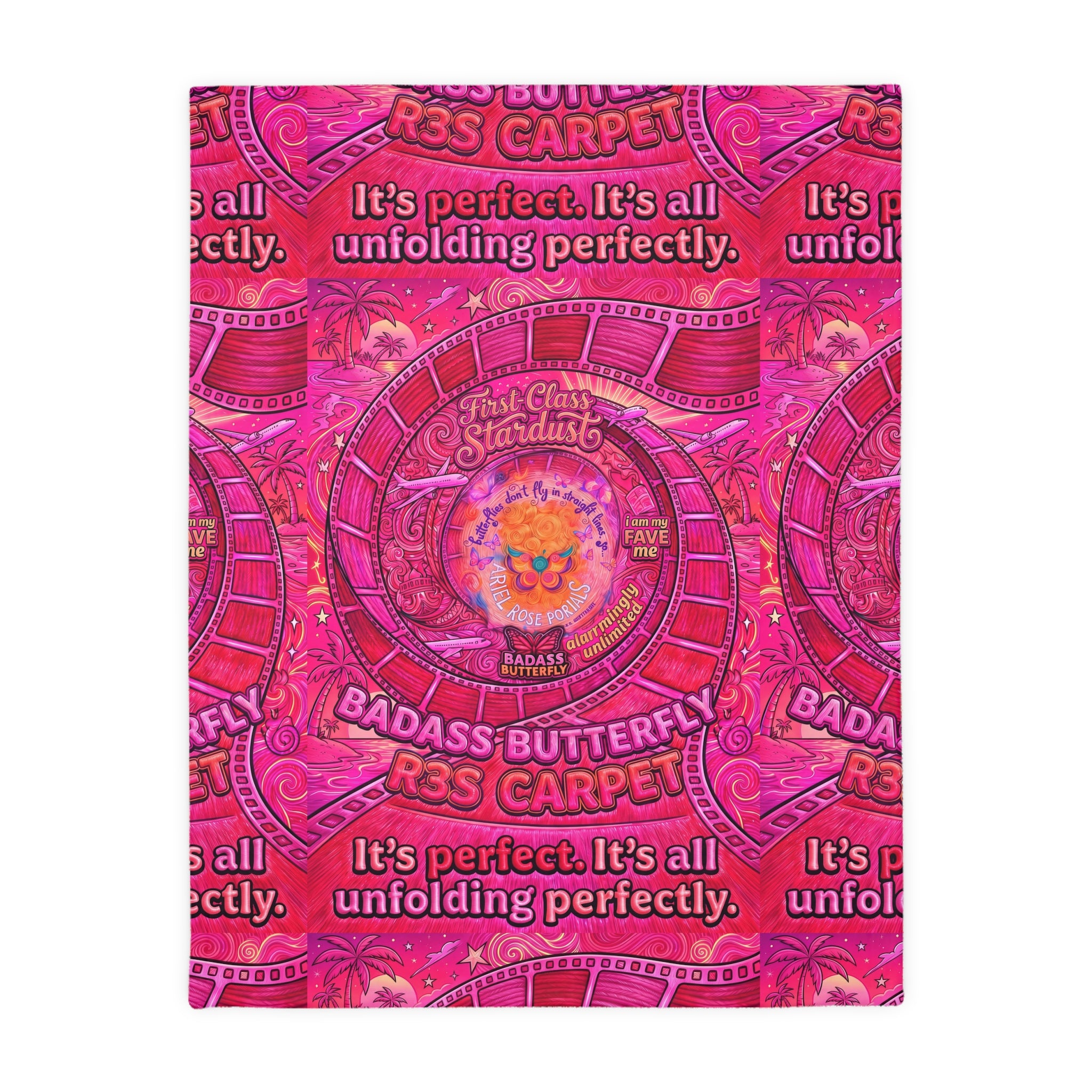 Badass Butterfly R3s-Carpet Pink Velveteen Blanket — "It's perfect. It's all unfolding perfectly."