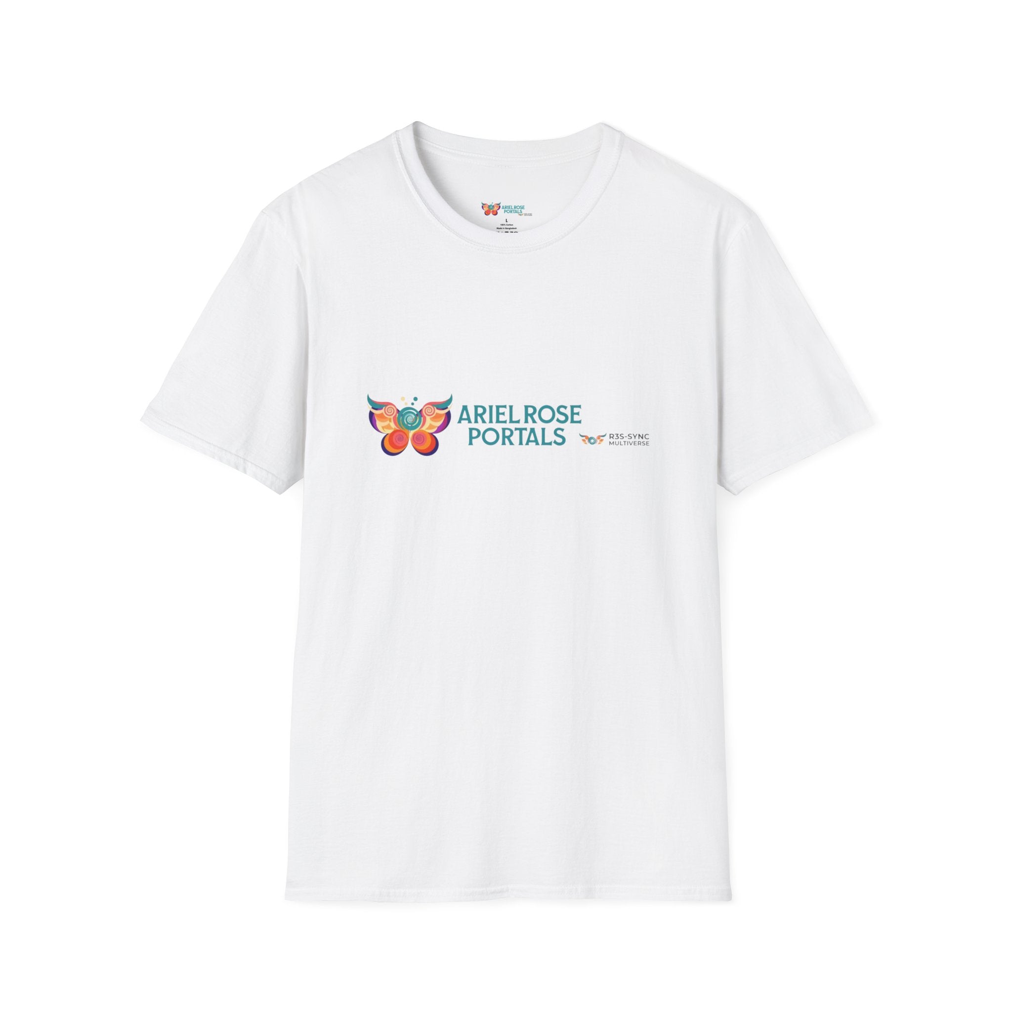 T-Shirt con graffetta a farfalla Portal — Maglietta con logo Ariel Rose Portals