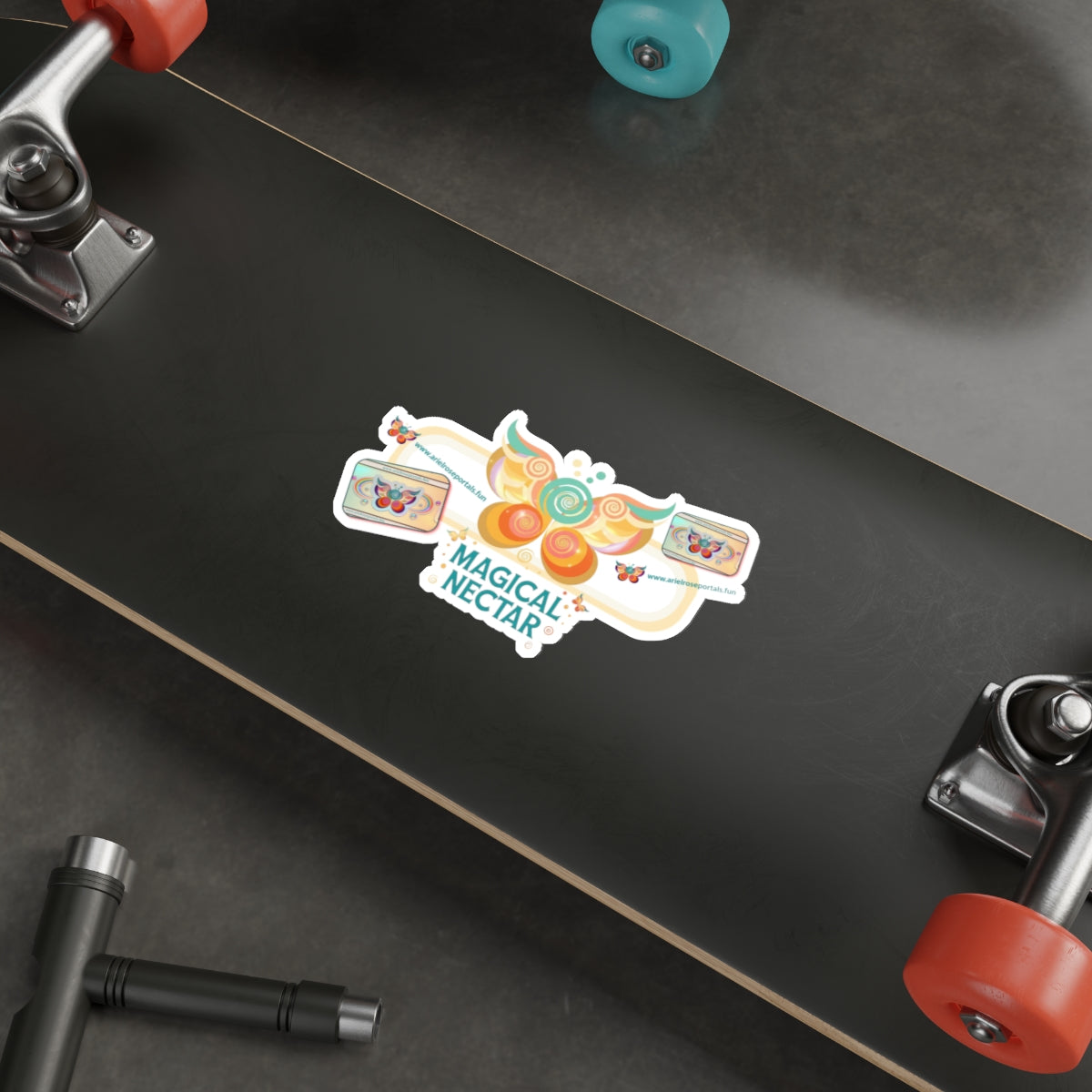 Magical Nectar Die-Cut Sticker — Colorful Butterfly & Honeycomb Design