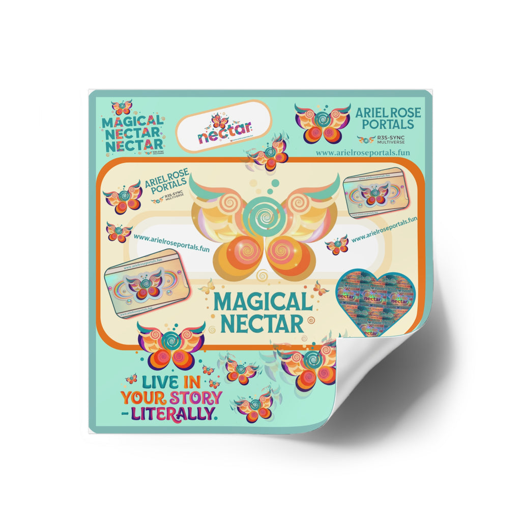 Magical Nectar Square Sticker - "Live In Your Story Literally" Indoor/Outdoor Sticker Sheet
