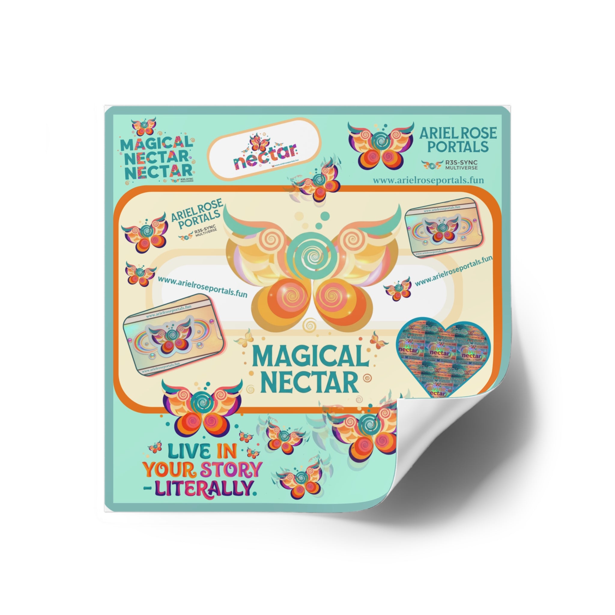 Magical Nectar Square Sticker - "Live In Your Story Literally" Indoor/Outdoor Sticker Sheet