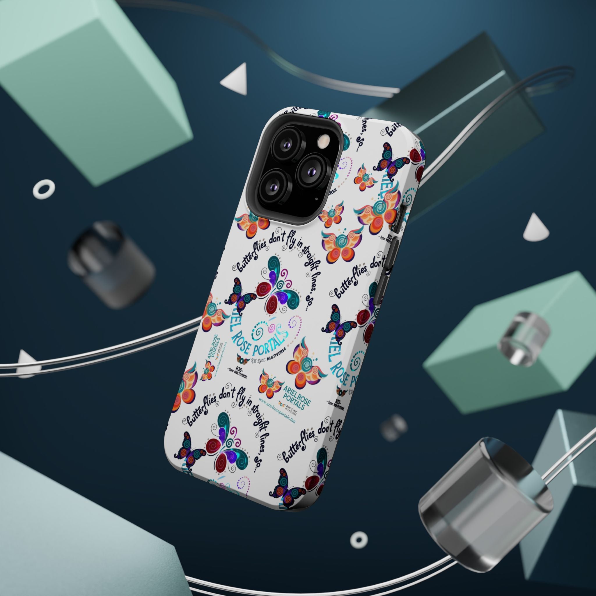 Butterfly Pattern Magnetic Phone Case — "How Butterflies Fly" Ariel Rose Portals Design