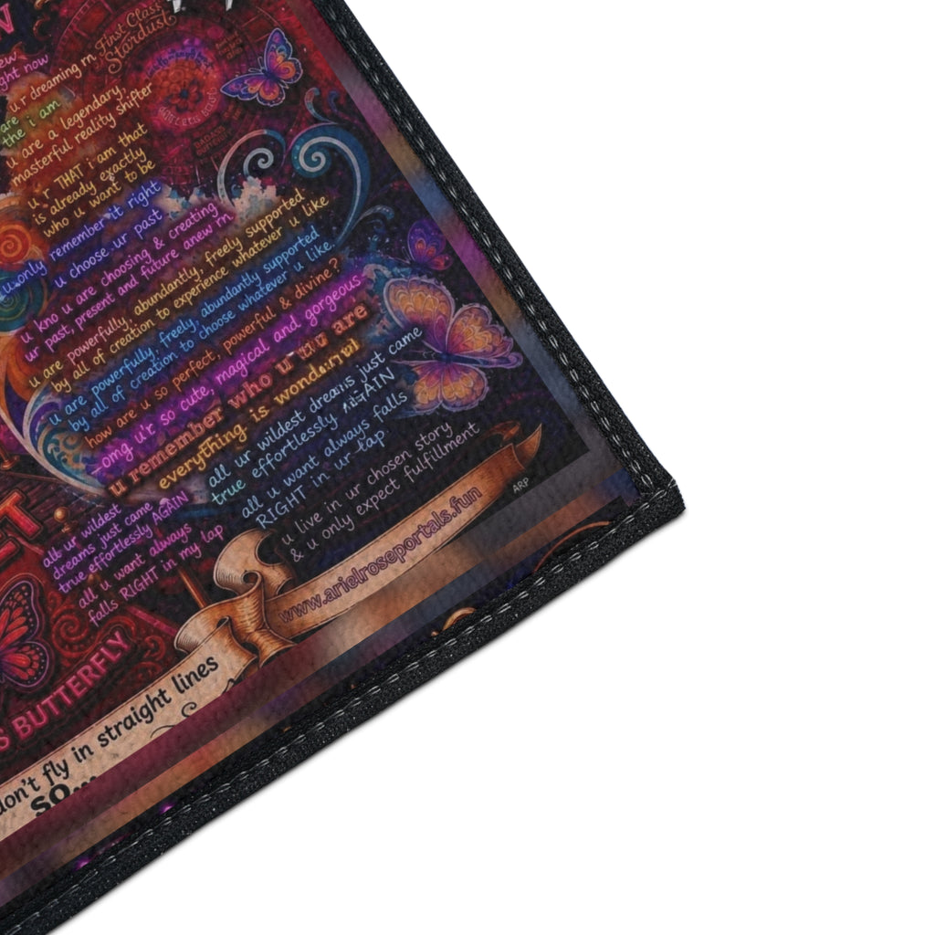 Heavy-Duty Floor Mat — Colorful Inspirational Butterfly Quote Rug