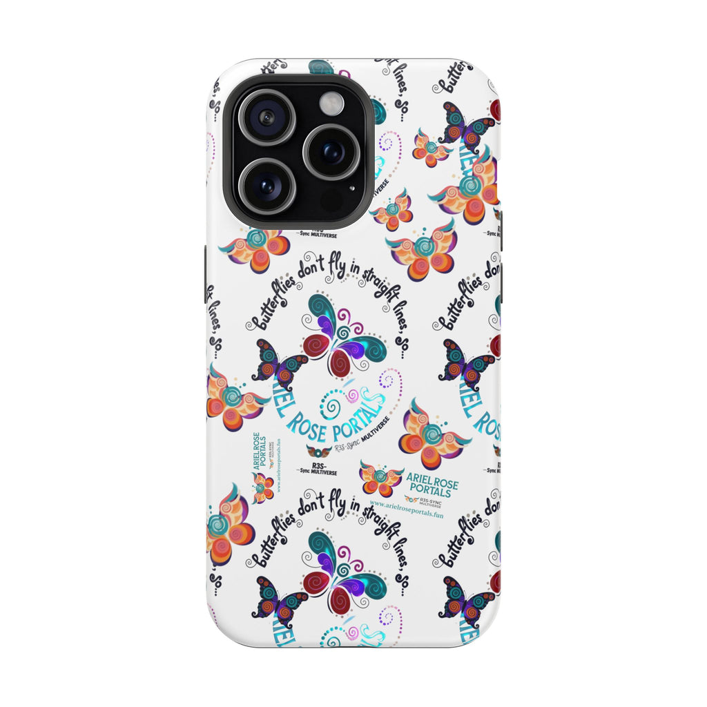 Butterfly Pattern Magnetic Phone Case — "How Butterflies Fly" Ariel Rose Portals Design