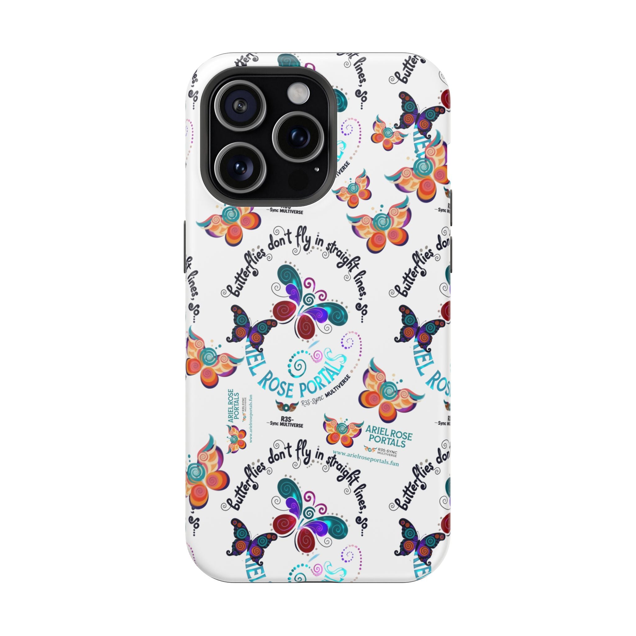 Butterfly Pattern Magnetic Phone Case — "How Butterflies Fly" Ariel Rose Portals Design