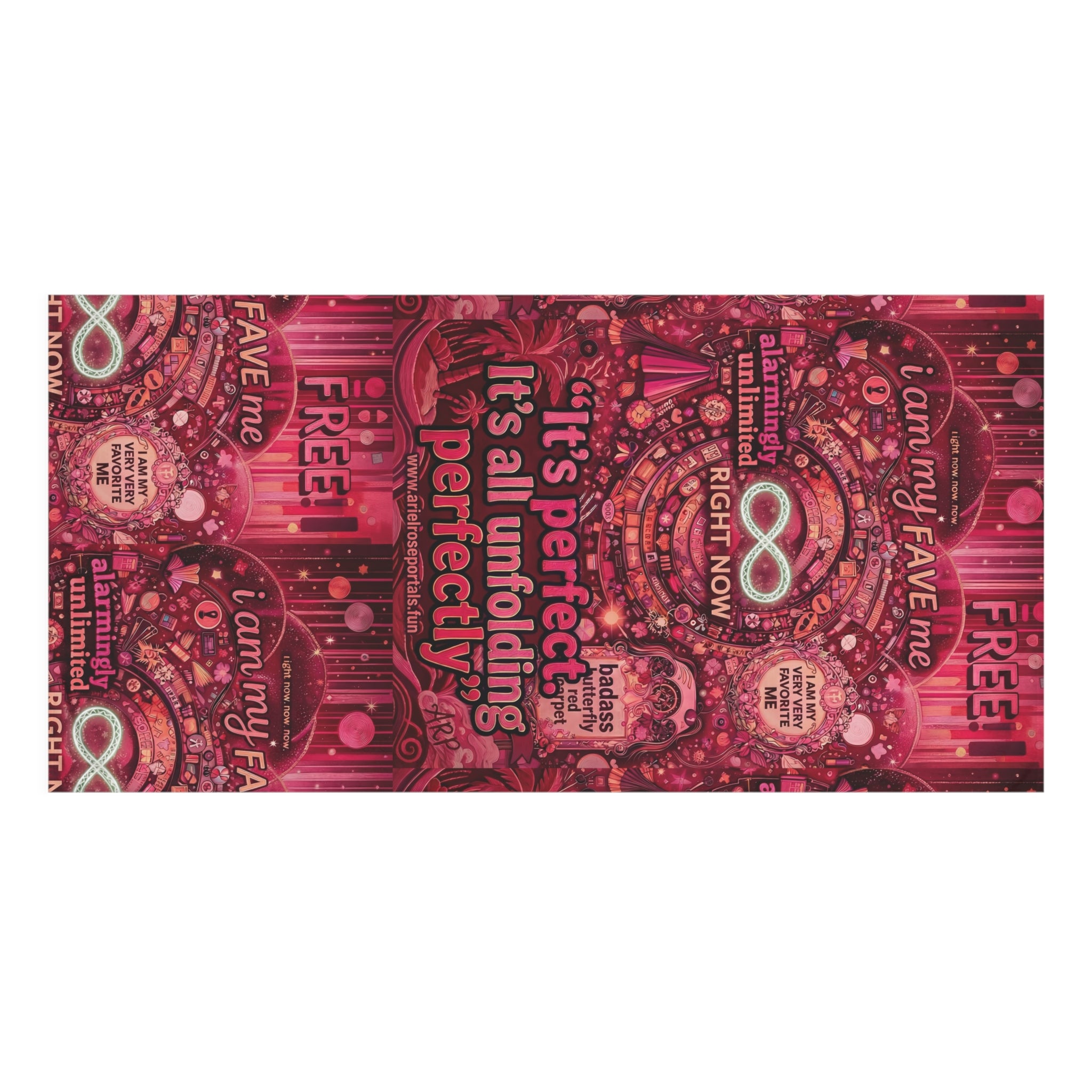 Badass Butterfly R3S-Carpet R3s-Recovery Cloak Beach Towel — "It's Perfect, It's All Unfolding Perfectly" Pink Self-Love Design