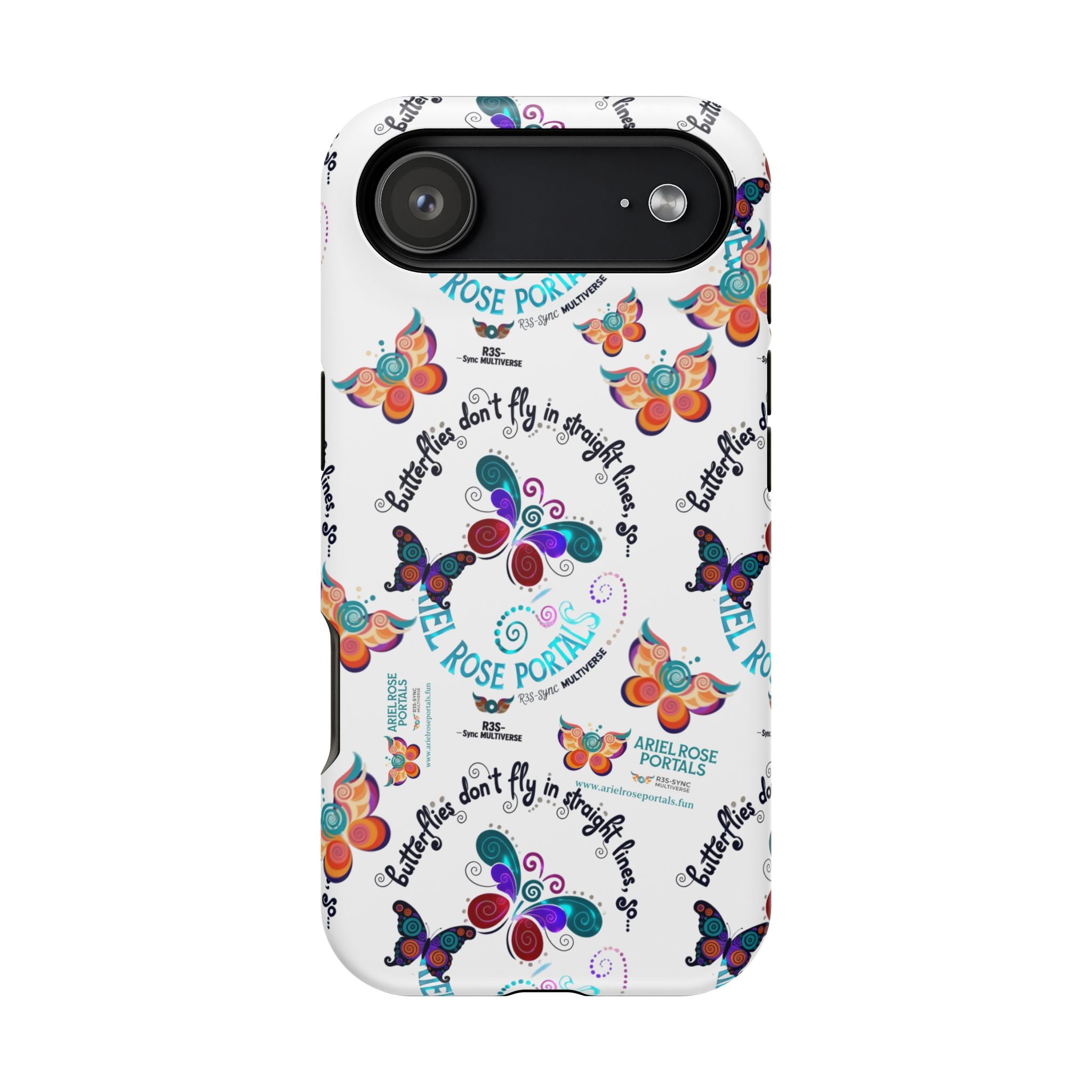 Butterfly Pattern Magnetic Phone Case — "How Butterflies Fly" Ariel Rose Portals Design