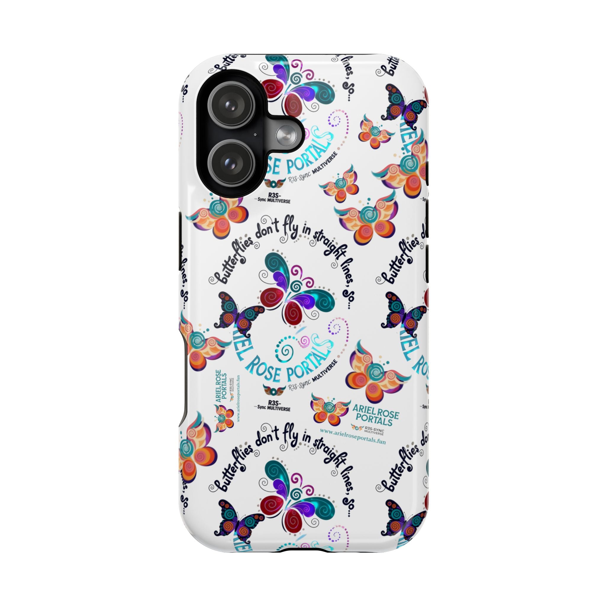 Butterfly Pattern Magnetic Phone Case — "How Butterflies Fly" Ariel Rose Portals Design