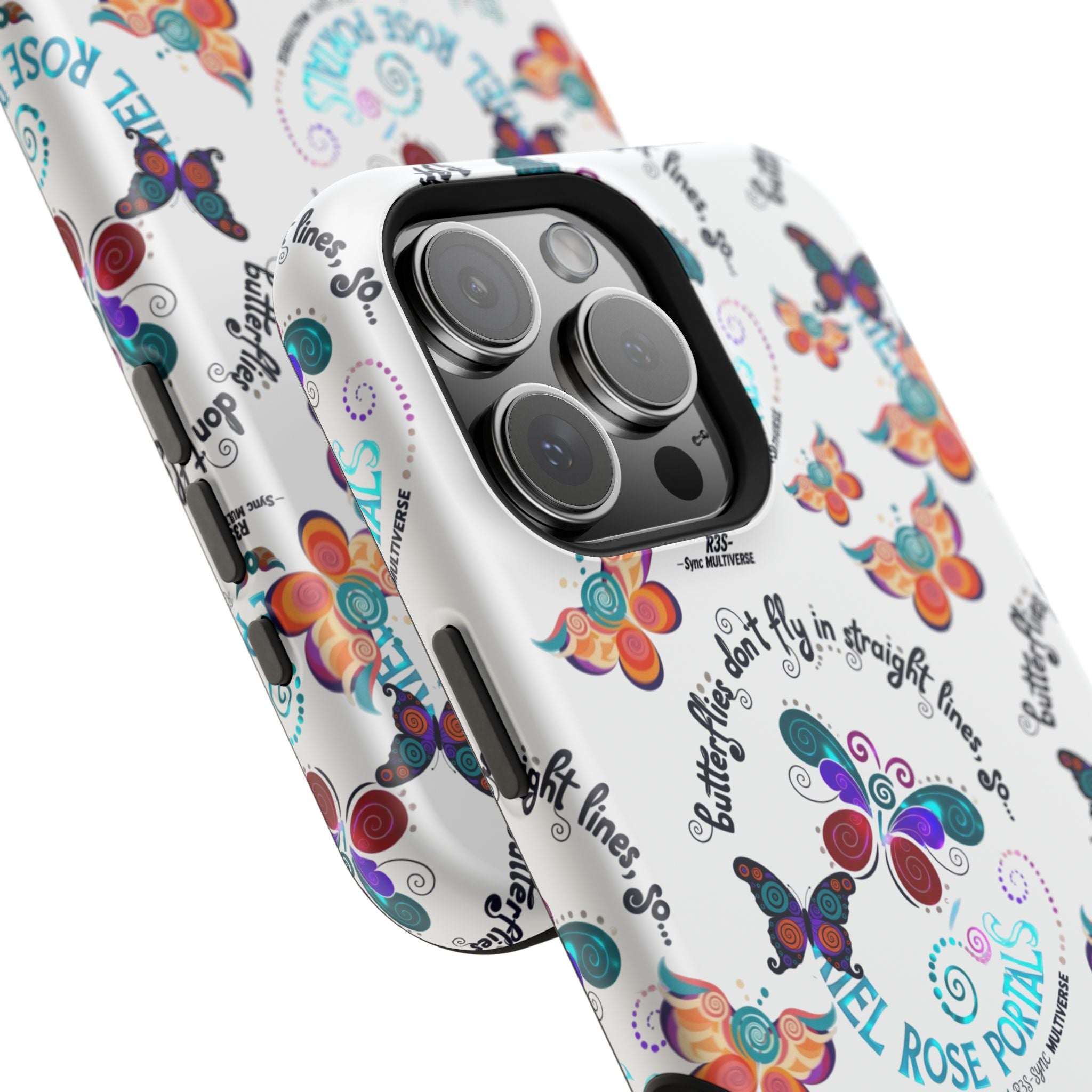 Butterfly Pattern Magnetic Phone Case — "How Butterflies Fly" Ariel Rose Portals Design