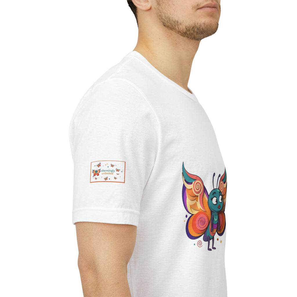 Allarmante T-Shirt Unlimited Tee Flip Variant — Maglietta Grafica Stravagante Farfalla e Bruco