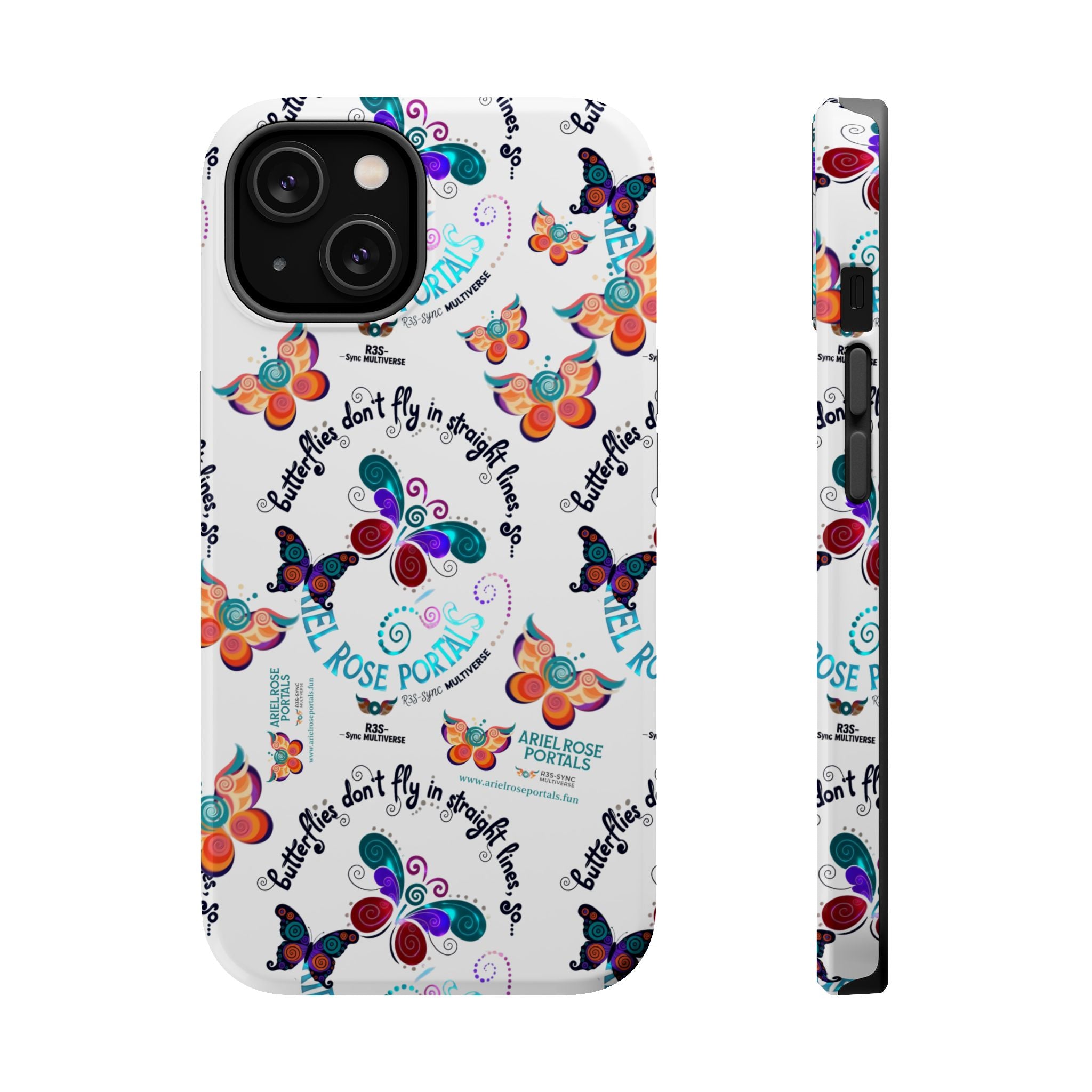 Butterfly Pattern Magnetic Phone Case — "How Butterflies Fly" Ariel Rose Portals Design