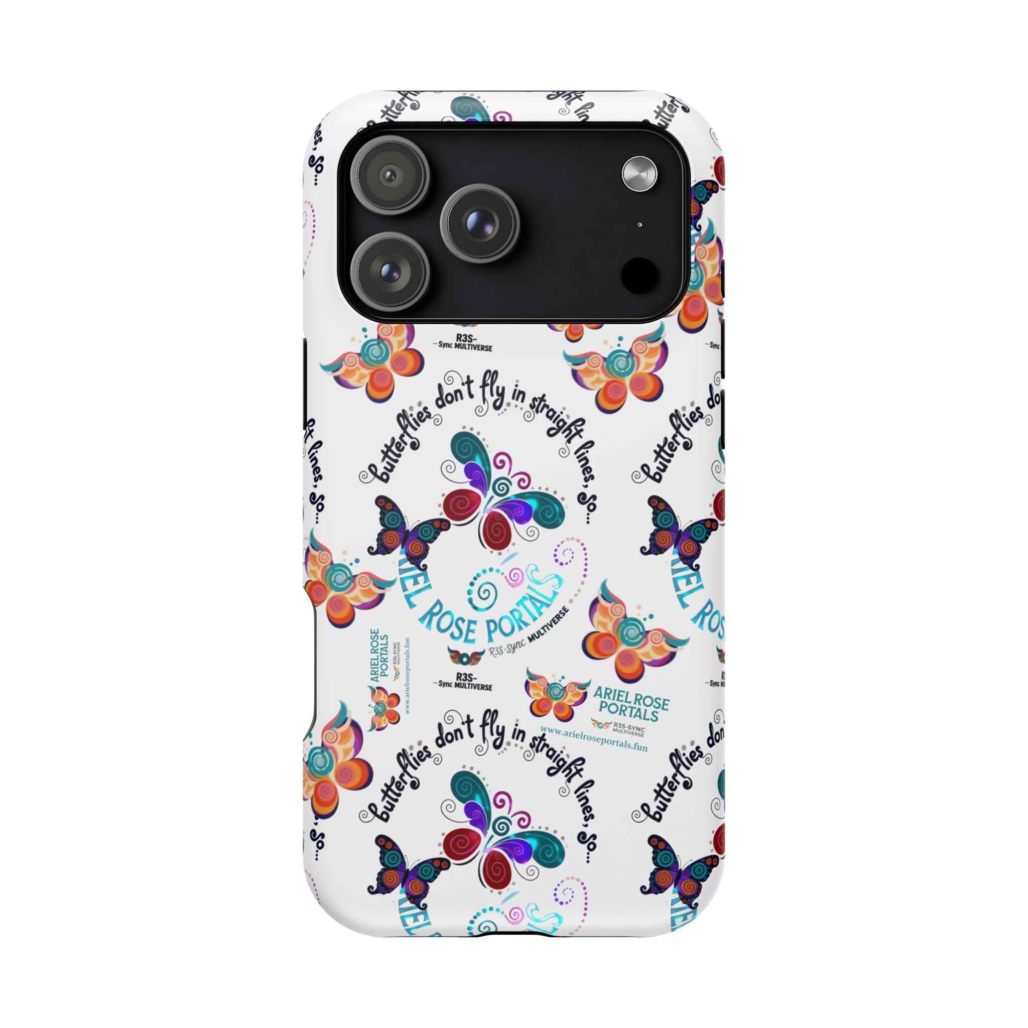 Butterfly Pattern Magnetic Phone Case — "How Butterflies Fly" Ariel Rose Portals Design