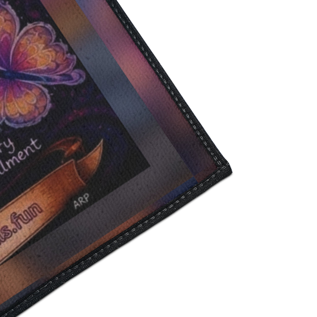 Heavy-Duty Floor Mat — Colorful Inspirational Butterfly Quote Rug