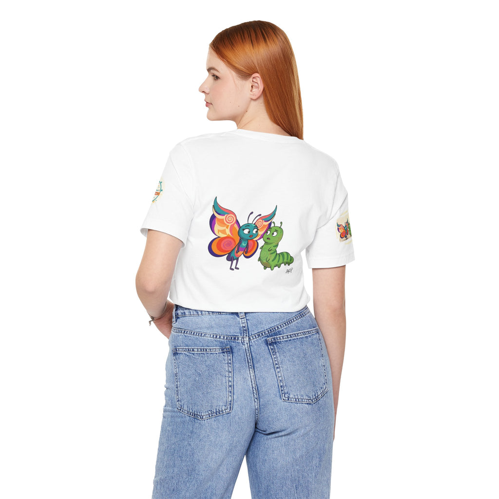 Butterfly & Caterpillar Tee — "alarmingly unlimited" Colorful Graphic T-Shirt