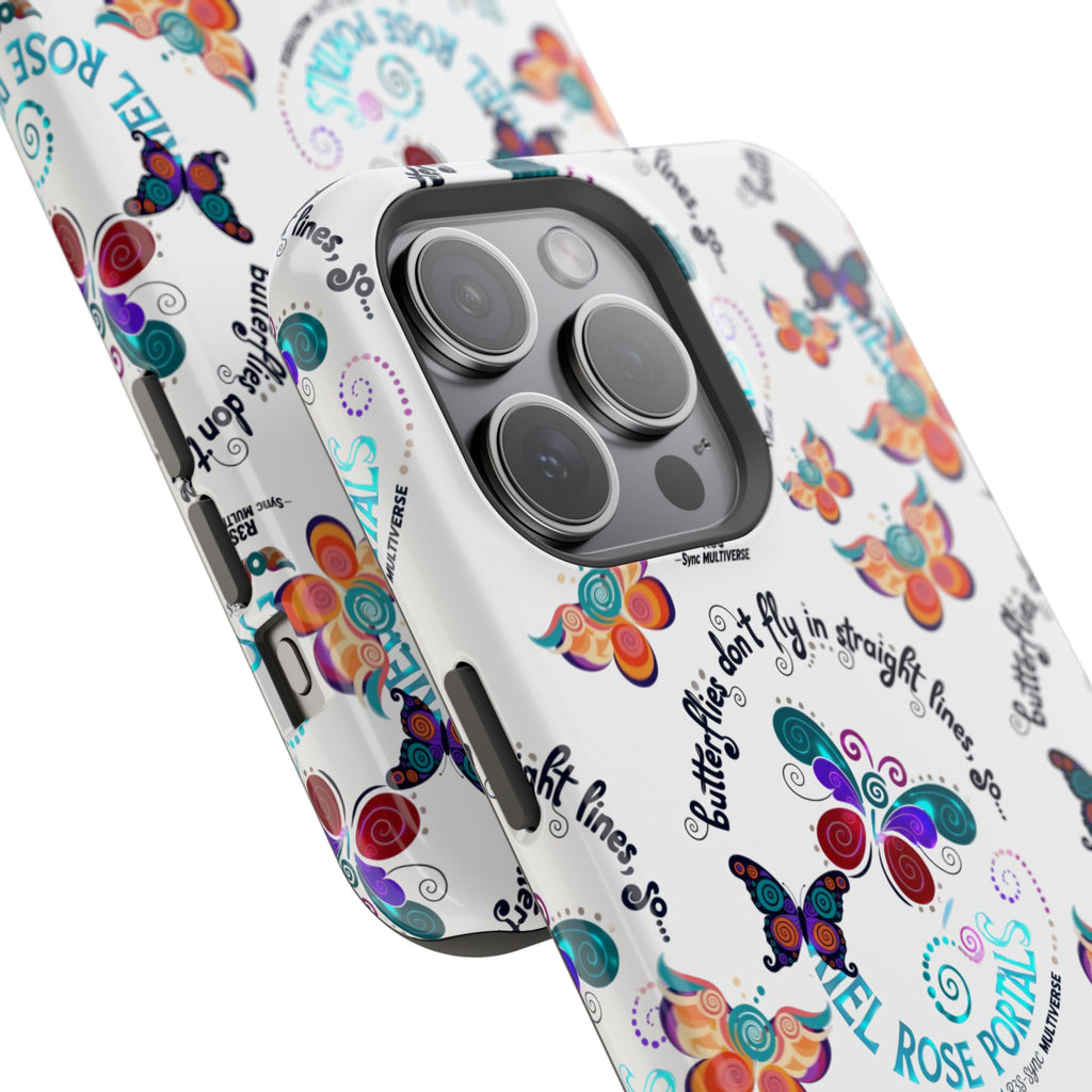 Butterfly Pattern Magnetic Phone Case — "How Butterflies Fly" Ariel Rose Portals Design